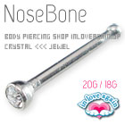 クリスタルのジュエル付き鼻ピアス/20G-18G/ジュエルノーズボーン